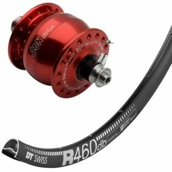 Laufrad Mit Nabendynamo SondeLux Disc Centerlock, Rot