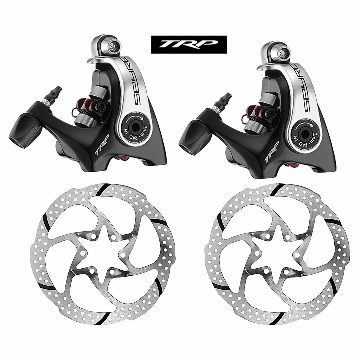 Mechanische Scheibenbremse TRP Spyre FM MD-C610, 1 Paar, Flatmount, Inkl. 6-Loch Bremsscheibe 160 Mm